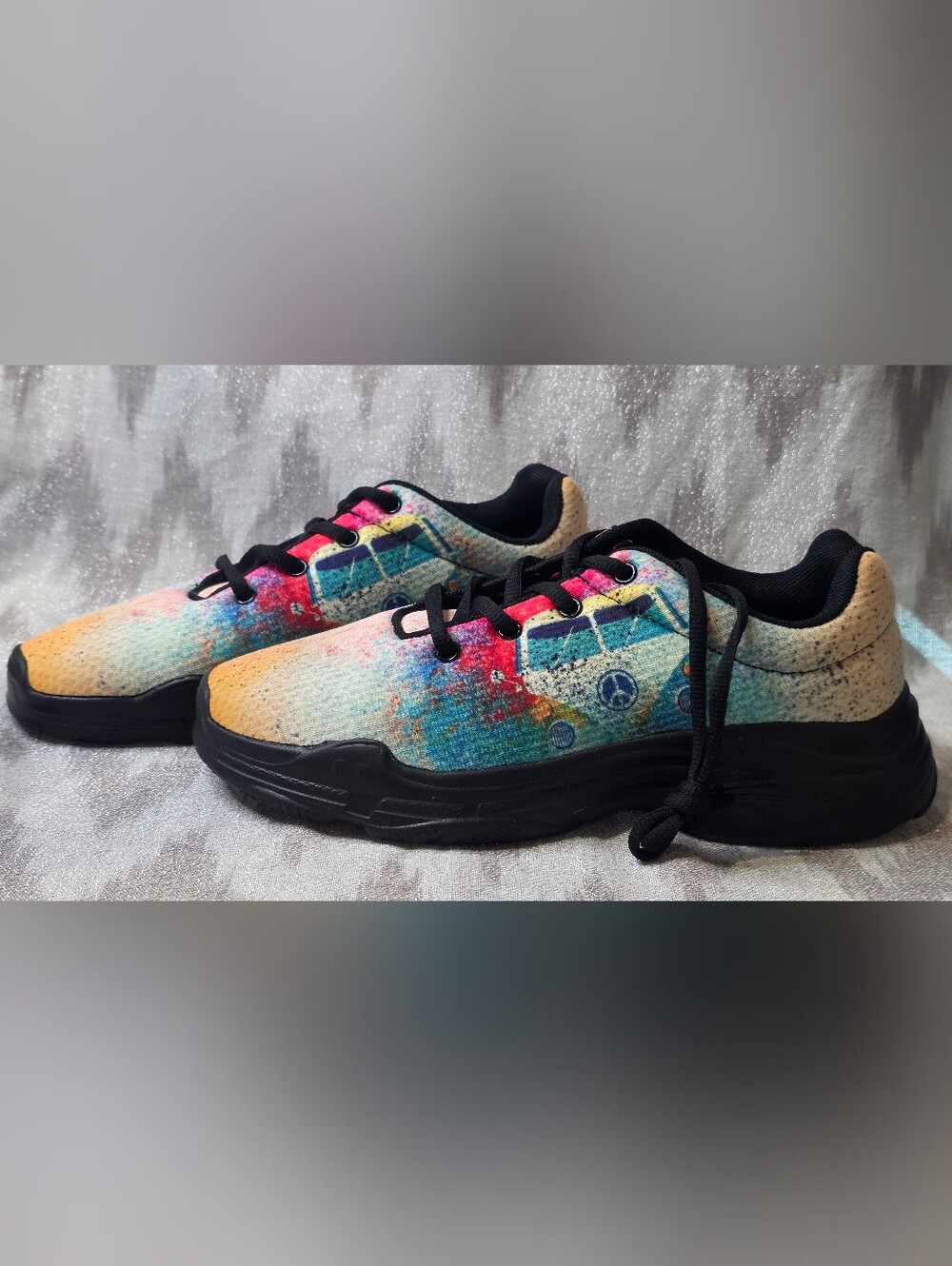 Yes We Vibe Hippie Van Peace Sneakers Women's 8W NWOT Boho Retro
